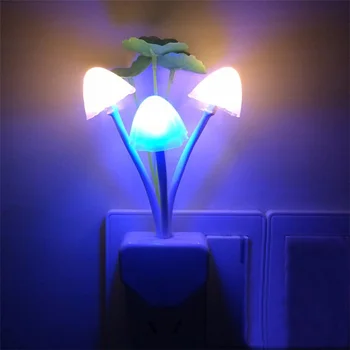 5GAB/10PCS Gaismas Sensors Led Nakts Gaismas Krāsa Mainās Plug-in LED Sēņu Sapnis Babyroom Guļamistabas Lampa Nightlight Mājas Dekoru