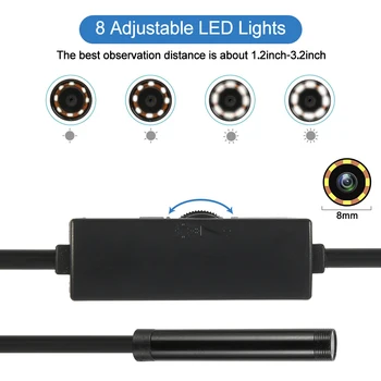 5M 8mm USB Endoskopu Kamera Borescope HD 1200P Čūska Pārbaudes Kameras IP68 Ūdensnecaurlaidīga Elastīga Endoskopu, Kameras, Android PC