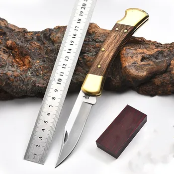60HRC Augstas kvalitātes Saliekamais nazis 440 Asmens Tērauds+cietu koka Rokturi āra Kempings Taktiskās Medību Naži Lietderība Izdzīvošanas Instruments