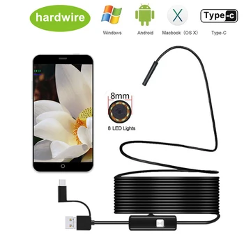 8.0 mm Endoskopu Fotokameras 1080P HD USB Endoskopu, ar 8 LED 1/2/5/10M Elastīgu Kabeli Ūdensizturīgs Pārbaudes Borescope Android PC 21947