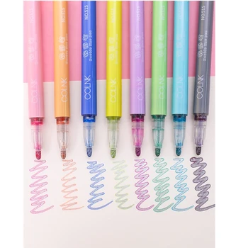8Pcs Dubultā Līnija pildspalvu, Luminiscences Krāsas Marķieri Pildspalvas Konfektes, Krāsu Marķieri, Mākslas Marķieri Bērniem DIY Apgleznošana Kancelejas Piederumi