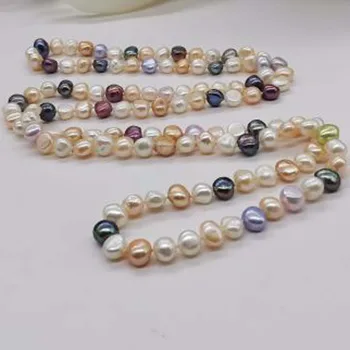 AA 120cm Garums 9-10mm baroka pērļu kaklarotu multi-krāsas saldūdens pērles
