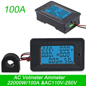 AC 5KW 110-250V Digitālo Ammeter Metru Rādītājs, Voltmetrs Detektoru Testeris Indikators Enerģijas Skaitītāja Jaudas Koeficients Monitora Frekvence