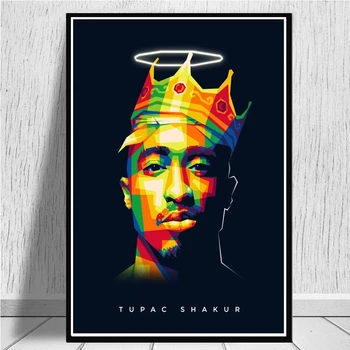 Abstraktās Mākslas Hip Hop Rap Dziedātājs Kanvas Glezna Tupac Shakur 2PAC Sienas, Mākslas Plakāti un Izdrukas Sienas, Attēlus Telpā, Mājas Dekoru