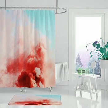 Akvarelis abstrakti augu dušas aizkars ūdensizturīgu poliestera audumu, vannas istabas durvis mat dušas aizkars 32694