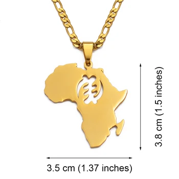 Anniyo Āfrikas Karte Simbols Kulons Kaklarotas Sievietēm, Vīriešiem, Zelta Krāsa Nerūsējošā Tērauda Adinkra Gye Nyame Etniskā Rotaslietas Gana #128821