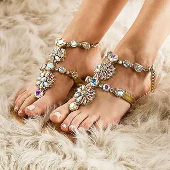 Arden Furtado jaunu 2019. gada vasaras modes dzīvoklis sandales kristāla rhinestone kurpes sieviete flip-flops T-siksna ziedi dāmām kurpes 42 43