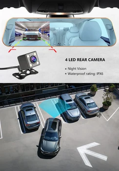 Atpakaļskata Spoguļi Automašīnas DVR Dual Objektīvs Video Reģistratoru, G Sensors Automātisko Ierakstīšanu Segumu Dashcam Autostāvvieta Kameras Slēptās Reverse