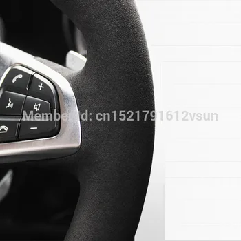 Audi S8 Augstas Kvalitātes Roku šūtas Anti-Slip Melnā Ādas Melna Zamšādas Sarkans Pavediens DIY Stūres Rats Segumu
