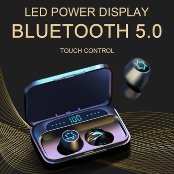 Austiņas bluetooth auss TWS 5.0 Bluetooth earbuds HD stereo Bezvadu Austiņas Ar Power Bank iOS Android mobilais Tālrunis