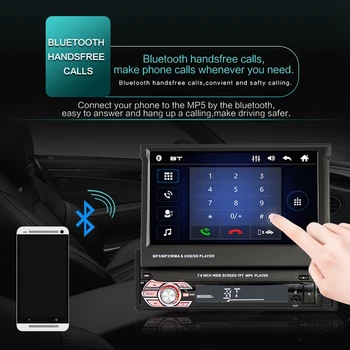 Auto Bagāžnieka 1 Din 7 Collu Auto Radio Hd Touch-Sn Mp5 Atskaņotāju, Bluetooth, Radio, Usb Tf Multimediju Atskaņotājs, Fm
