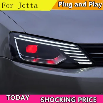 Auto Stils Lukturi par VW Jetta 2011-2017 LED Priekšējo Lukturi VW Jett LED Dienas Gaismas lukturi, LED dienas gaitas lukturi Bi-Ksenona HID