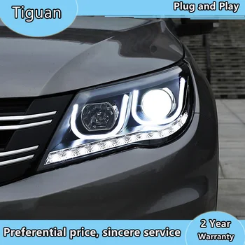 Auto Stils VW 2010. - 2013. gadam Tiguan Lukturi Jauno Tiguan LED priekšējo Lukturu dienas gaitas lukturi Objektīvs Dubultās Staru HID H7 Xenon Auto Aksesuāri