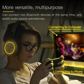 BH3 Smart Colorama Austiņas Bluetooth Bezvadu Austiņas ar FM Radio Atbalsts TF Karti Ar Vēsu RGB Gaismas 752