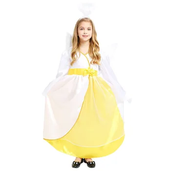 Balta Melna Meitene Bērniem Eņģeļa Spārnus Halo Gredzenu Princese Cosplay Bērniem Puses Halloween Karnevāla Kostīms Bērniem Ziemassvētku