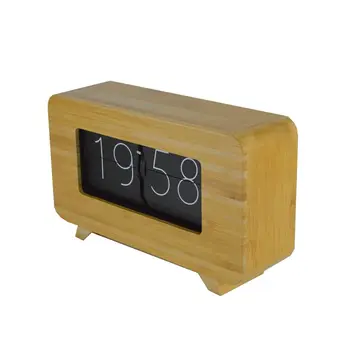 Bambusa Koka Flip Pulkstenis Automātiski Radošo Galda Galda Pulkstenis Dzīvojamā Istaba Retro Galda Watch Pulksteņi Biroja Horloge Mājas Dekoru, Dāvanu