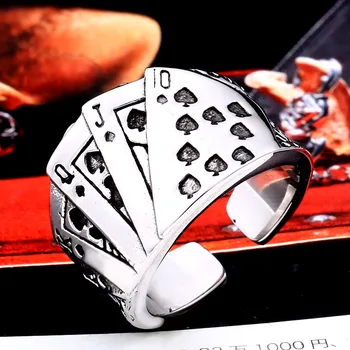 Beier 316L Nerūsējošā tērauda Stilīgs Regulējams Flush Vīriešu Gredzens Poker Classic Rock Rotaslietas Dāvanu BR8-730