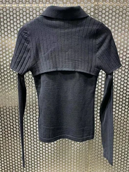 Bezmaksas piegāde atloks dobi viltus divdaļīga adīt džemperi, puloveru, dāmas gada rudenī, jaunu stilu, personību modes stiept visas spēles 2701