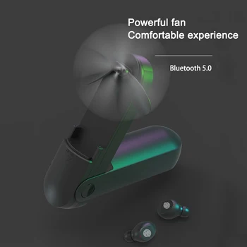 Bezvadu divu auss mini auss kustības touch digitālais displejs multi-funkcionālo ventilators F7 Bluetooth austiņas TWS