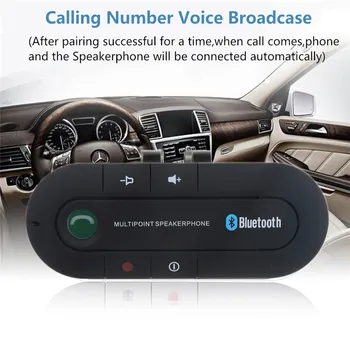 Bluetooth brīvroku Automašīnas Komplekts Bezvadu Audio Uztvērēju Tālruņa Skaļrunis MP3 Mūzikas Atskaņotājs, saulessarga Klipsis Daudzpunktu Trokšņa Slāpēšanas