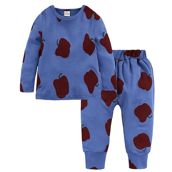 Bērni Zēns Rudens Pidžamas Bērniem Augļu Pidžamas Karikatūra Ābolus, Apelsīnu Zēnu Pidžamas Bērnu Sleepwear Naktsveļu MCC036 20275