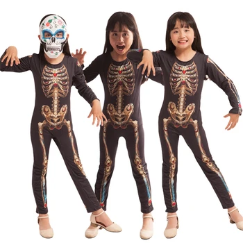 Bērniem Halloween Cosplay Kostīmi Biedējošu Asiņaina Jumpsuit Iedomātā 3D Drukas Skelets Karnevāls Klauns Māmiņa Šausmu Personu Valkāt