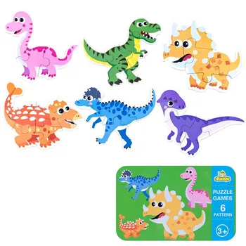 Bērnu Koka Puzzle Sākumā Izglītības Rotaļlietas, Multfilmas Dzīvnieku Satiksmes Koka Jigsaw Puzzles Rotaļlietas 6in1