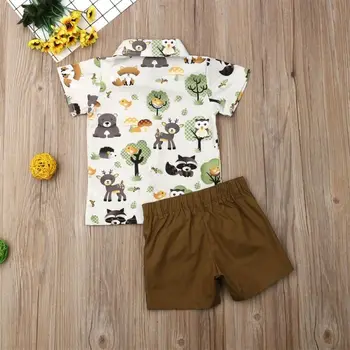 Bērnu apģērbu, uzvalks, Zēnu komplekti Bērniem Vasarā Īstermiņa piedurknes Atloks, T-krekls + Īsās Bikses 2gab bērnu komplekts 26752