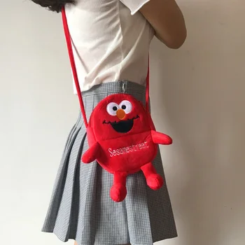 Candice guo gudrs plīša rotaļlieta monētu maisu karikatūra Sesame Street Elmo cookie monster mazo crossbody soma pakete dzimšanas dienas dāvanu 1gab.
