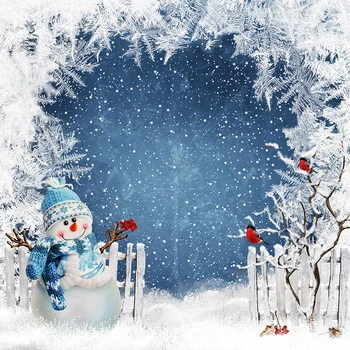 Capisco Ziemassvētku backdrops ziemas wonderland blue fantasy ledus eglīte, Sniegavīrs žogu foto fona photocall foto studija