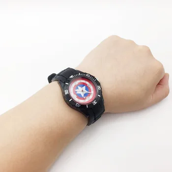 Captain America Karikatūra Pulksteņi Bērniem Zēns Kvarca Rokas pulksteni Melna PU Siksniņa Vīriešu Sporta Pulkstenis Modes Students rokas Pulkstenis