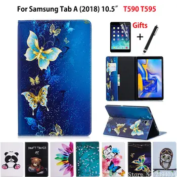 Case For Samsung Galaxy Tab A2 2018 10.5 collu T590 T595 T597 SM-T590 Segtu Būtiska Tablete Modes krāsotas Stāvēt Shell +Filma+Pildspalva 22977