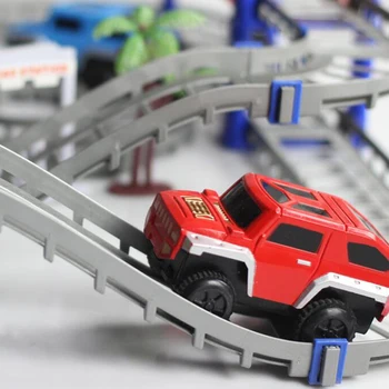 DIY Dažādas 3D Elektriskā Dzelzceļa Ātro Auto, Vilcienu Modeļa Krāsu Trasē Sacīkšu Auto Jautri Montēt Rotaļlietas Dzimšanas dienas Dāvana Bērniem Zēni