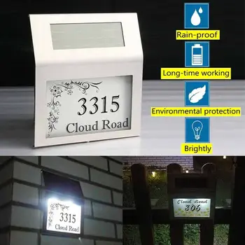 DIY Mājas Numurs Personalizētu Ūdensnecaurlaidīga Saules enerģiju 2 LED Light House Numuru Iela Parakstīt Plāksne