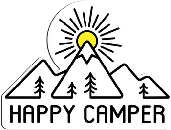Dawasaru Happy Camper Karikatūra Auto Uzlīme Āra Ceļojumu Pārgājienu Kalnu Mežā Decal Motociklu, Auto Piederumi, PVC, 12cm*8cm