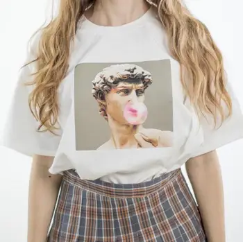 Deivids Mikelandželo statuju Bubble gum print t-krekls