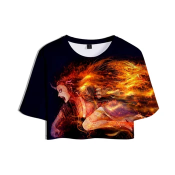 Demon Slayer 3D Drukātā veidā Sievietes Crop Topi Gadījuma Vasaras Īsām Piedurknēm T-krekls 2019 Karstā Pārdošanas Streetwear T krekls