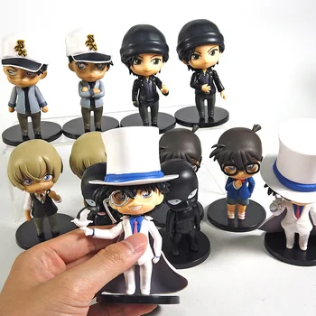 Detective Conan Edogawa Konan Kaitou Kiddo Hattori Heiji Furuya Rei Akai Shuuichi Q Versija PVC Skaitļi Rotaļlietas Figurals 6pcs/komplekts