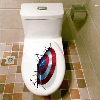 Disney Captain America vairogs sadala uz sienas un ienāk 3D dekoratīvās uzlīmes