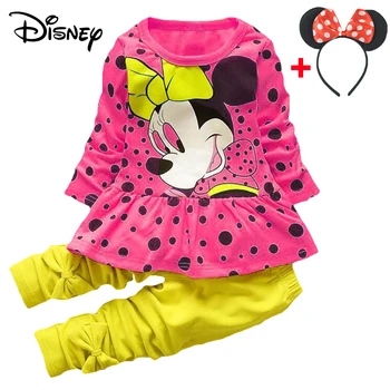 Disney Mickey New Baby Girl Apģērbu Pavasara Modes Jaundzimušais Meiteņu Drēbes, Uzstādīt Kokvilnas Pilnu Piedurknēm Apģērbs Roupa Bebes Menina