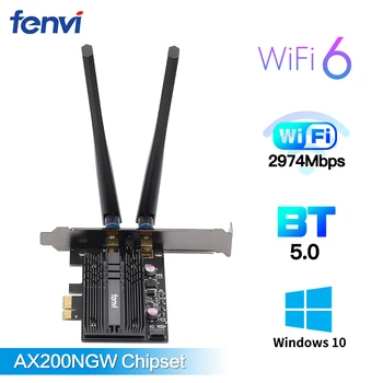 Divjoslu 3000Mbps Intel AX200 PCI-E WiFi Kartes Adapteri, Bluetooth 5.0 802.11 ax/ac 2.4 G/5Ghz Darbvirsmas WiFi 6 MU-MIMO Windows 10