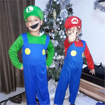 Dzimšanas Diena Super Mario Cosplay Kostīms Bērniem Booys Funy Brāļi Luigi Bros Santehniķis Halloween Fancy Dress Kostīmi