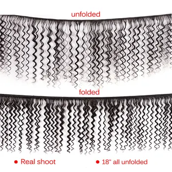 Dziļi viļņu kūļi ar mežģīnēm slēgšanas cilvēka matu 3 4 pakas ar slēgšana nav-remy Brazīlijas matu aust komplektiem slēgšanas Lanqi