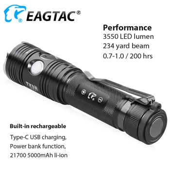 EAGTAC TX3V USB Uzlādējams LED Lukturītis XHP70.2 3550 Lm 21700 5000mAh Bateriju Jauda Banka Taktiskās Lāpu Tailcap Magnēts 159685