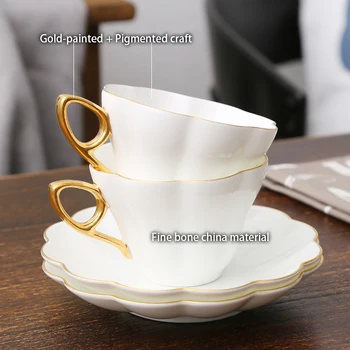 Elegants Ziedu Kaula porcelāna Tējas Tasi Šķīvītis Karoti Uzstādīt 180ml Keramikas Teacup Balta Porcelāna Kafijas Tasi Tējas Komplekts Kafejnīca Espresso Cup