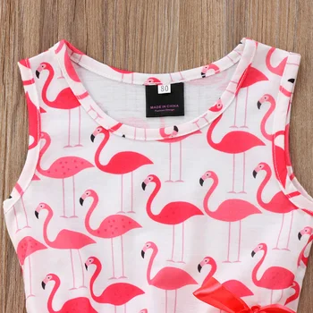 Emmababy Vasaras Flamingo Jaundzimušajiem Bērniem, Baby Meitenes bez Piedurknēm Mežģīnes Priekšgala Kleita Tutu Mini Kleitas, Drēbes Sundress 0-5T
