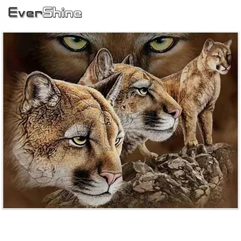 EverShine Dimanta Mozaīkas Dzīvniekiem Cross Stitch 5D DIY Dimanta Krāsošana Pilnu Kvadrātveida Dimanta Izšuvumi Gepards Mājas Apdare