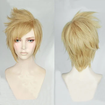 FF15 Final Fantasy XV Prompto Argentum Īss Veļa Blondīne Cosplay Kostīmu Parūka Siltuma Pretestība Šķiedras Mati + Bezmaksas Parūka Klp