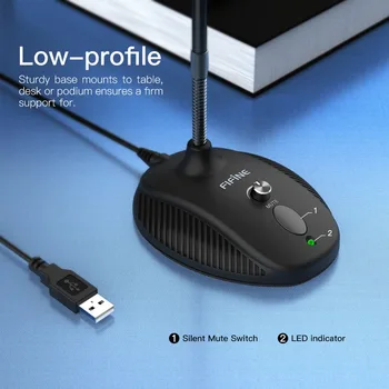FIFINE Gooseneck Mikrofons Mācību Klasē Tiešsaistes Sapulces Video Sociālās APP USB tērps PC Klēpjdators Augstuma Regulēšana