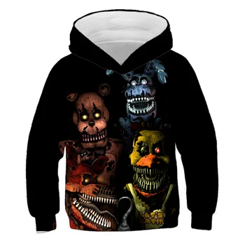 FNAT Drēbes Halloween Šausmu pelēkā vārna Piecas Naktis Freddys sporta Krekls Zēnu un Meiteņu Topi Bērniem, Hoodies Rudens Ziemas Apģērbu